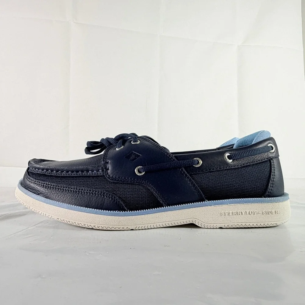 Sperry Surveyor 2-Eye Navy Blue Leather Mesh Boat Shoes Men's Size 13 M New